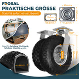 2 x Frosal Bockrolle + 2 x Lenkrolle Set Ø 260 x 85 mm | 3.00-4 Rad als 4-tlg. Set | Luftrad