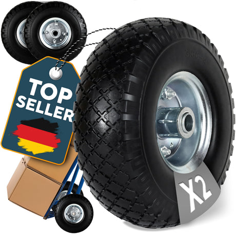 2 x Frosal PU Rad Stahlfelge Silber 20 mm Bollerwagen Sackkarre