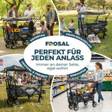 FROSAL Faltbarer Bollerwagen Leo mit Sonnendach und Stauraumerweiterung