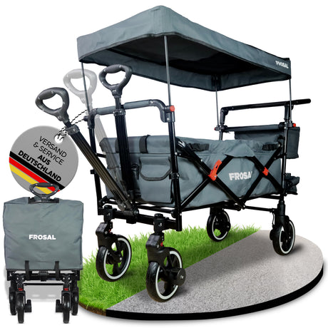 FROSAL Bollerwagen Paul grau faltbar Premium Handwagen