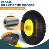 FROSAL Ersatzrad - PU Rad Nabe 16mm/50mm für Bollerwagen oder Sackkarre pannensicher Felge gelb