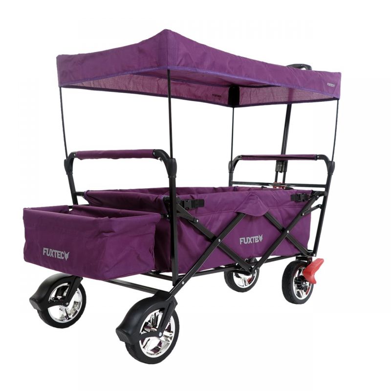 FUXTEC Bollerwagen CT-500PU purpur mit Sonnendach faltbar
