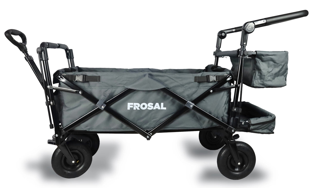 FROSAL Faltbarer Bollerwagen Leo grau mit Luftreifen
