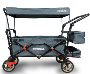 Bollerwagen Frosal Leo grau inkl. Regenverdeck