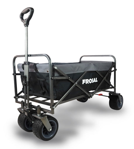 FROSAL Bollerwagen Alex faltbar schwarz/grau Strandwagen breite Reifen