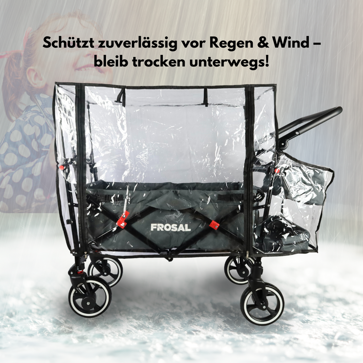 FROSAL Bollerwagen Paul inkl. Regenverdeck und Insektenschutz
