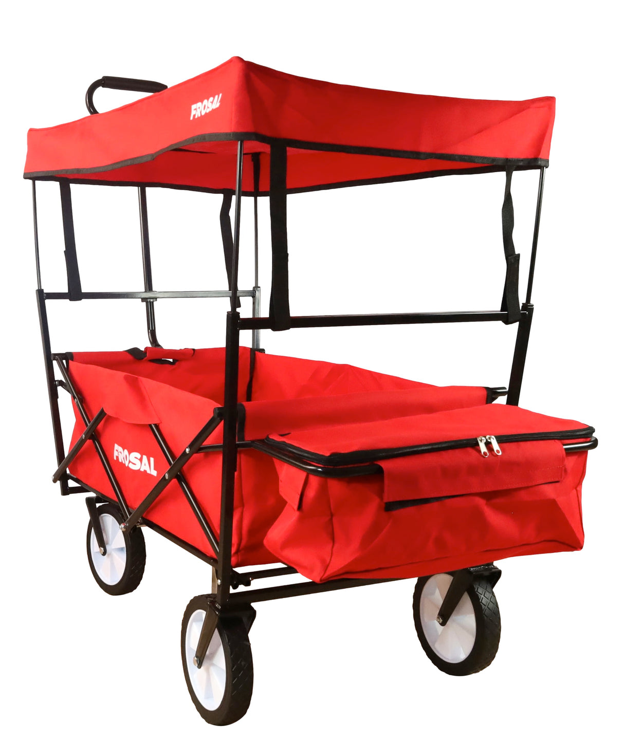FROSAL Faltbarer Bollerwagen Max mit Sonnendach rot