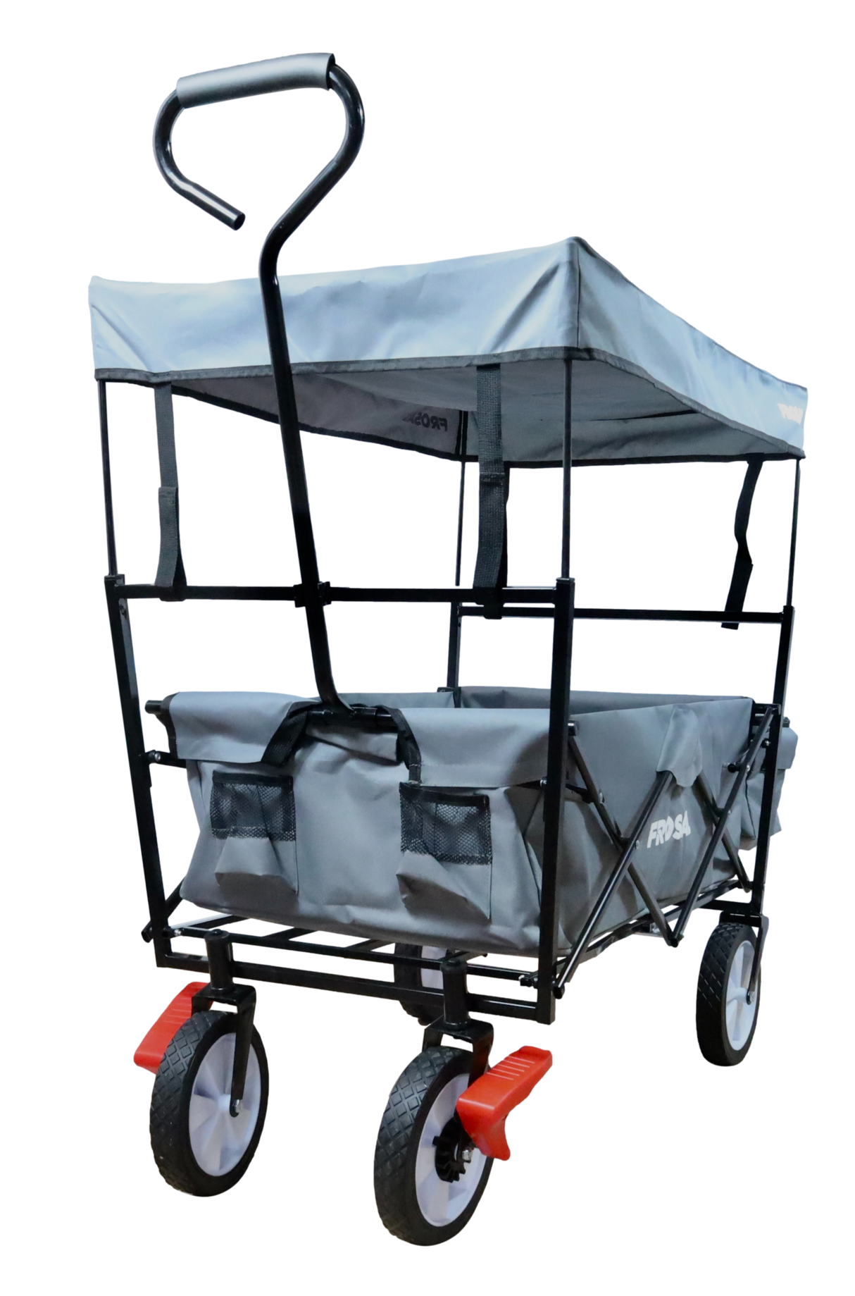 FROSAL Faltbarer Bollerwagen Max mit Sonnendach grau