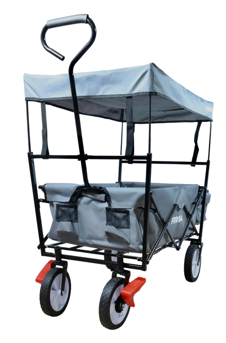FROSAL Faltbarer Bollerwagen Max mit Sonnendach grau