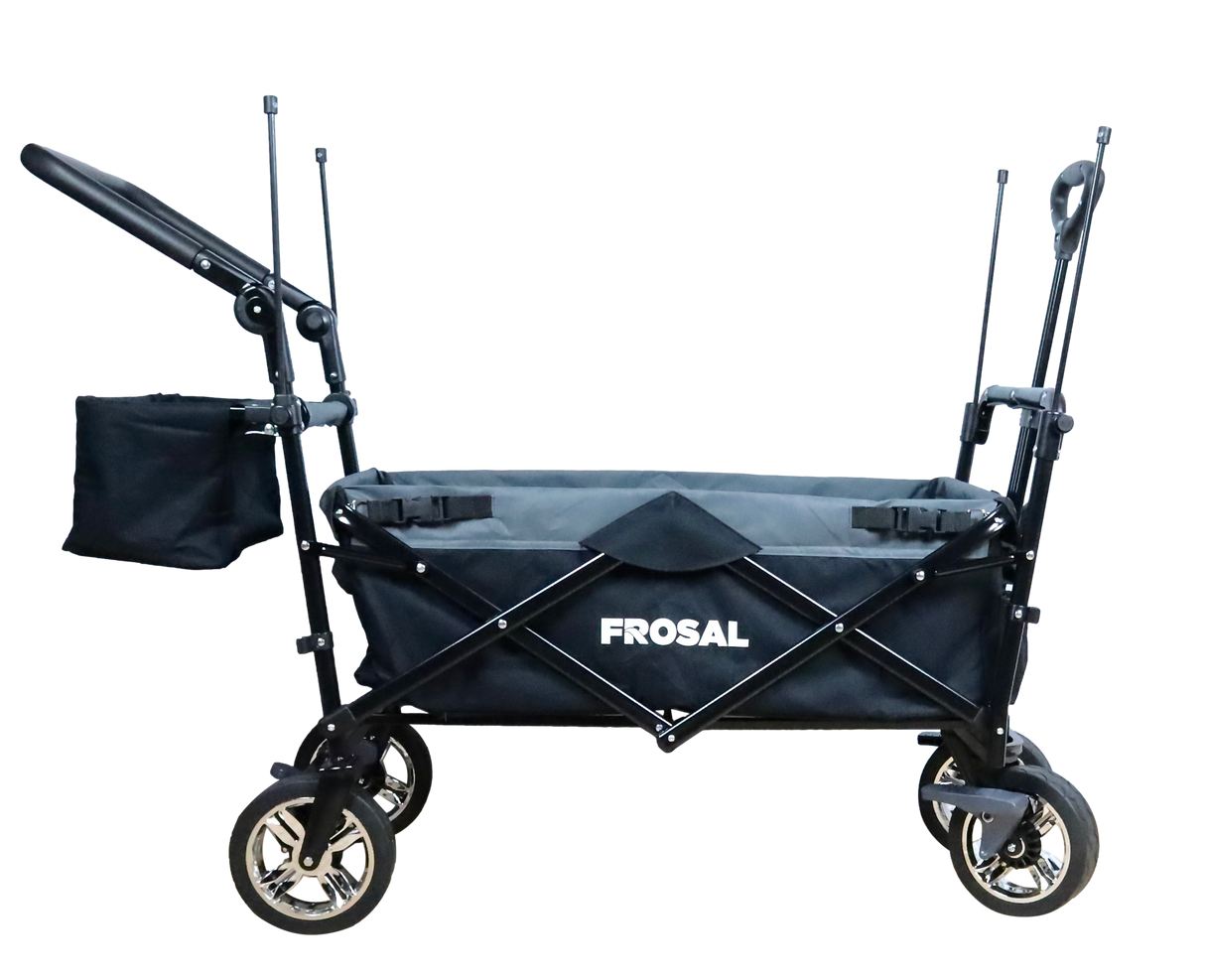 FROSAL Faltbarer Bollerwagen Loki klappbar mit Sonnendach und Schiebegriff
