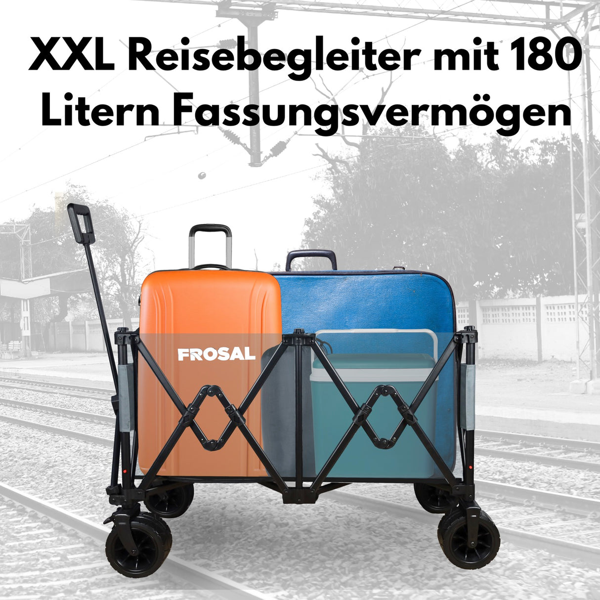 FROSAL faltbarer Bollerwagen Anton grau - XXL