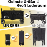 Sekey Bollerwagen XL faltbarer Bollerwagen mit Bremse, 135L, 120KG,