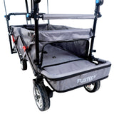 FUXTEC faltbarer Bollerwagen FX-CT800G, mit Dach, Schiebegriff und Innenraumverlängerung in Grau