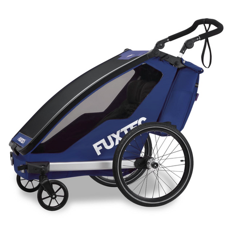 FUXTEC Fahrradanhänger/Jogger mit Jogger-Rad in blau