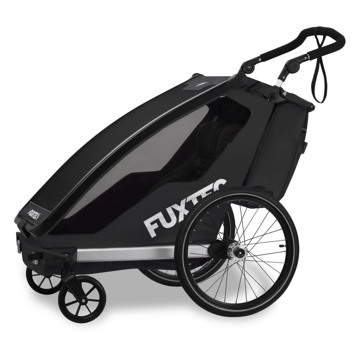 FUXTEC Fahrradanhänger/Jogger mit Jogger-Rad in schwarz