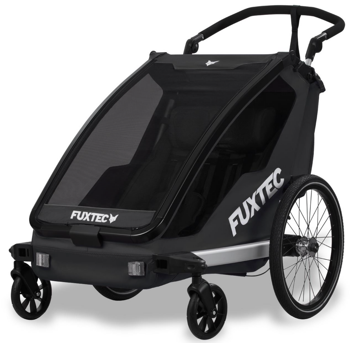 FUXTEC Fahrradanhänger/Jogger mit Jogger-Rad in schwarz
