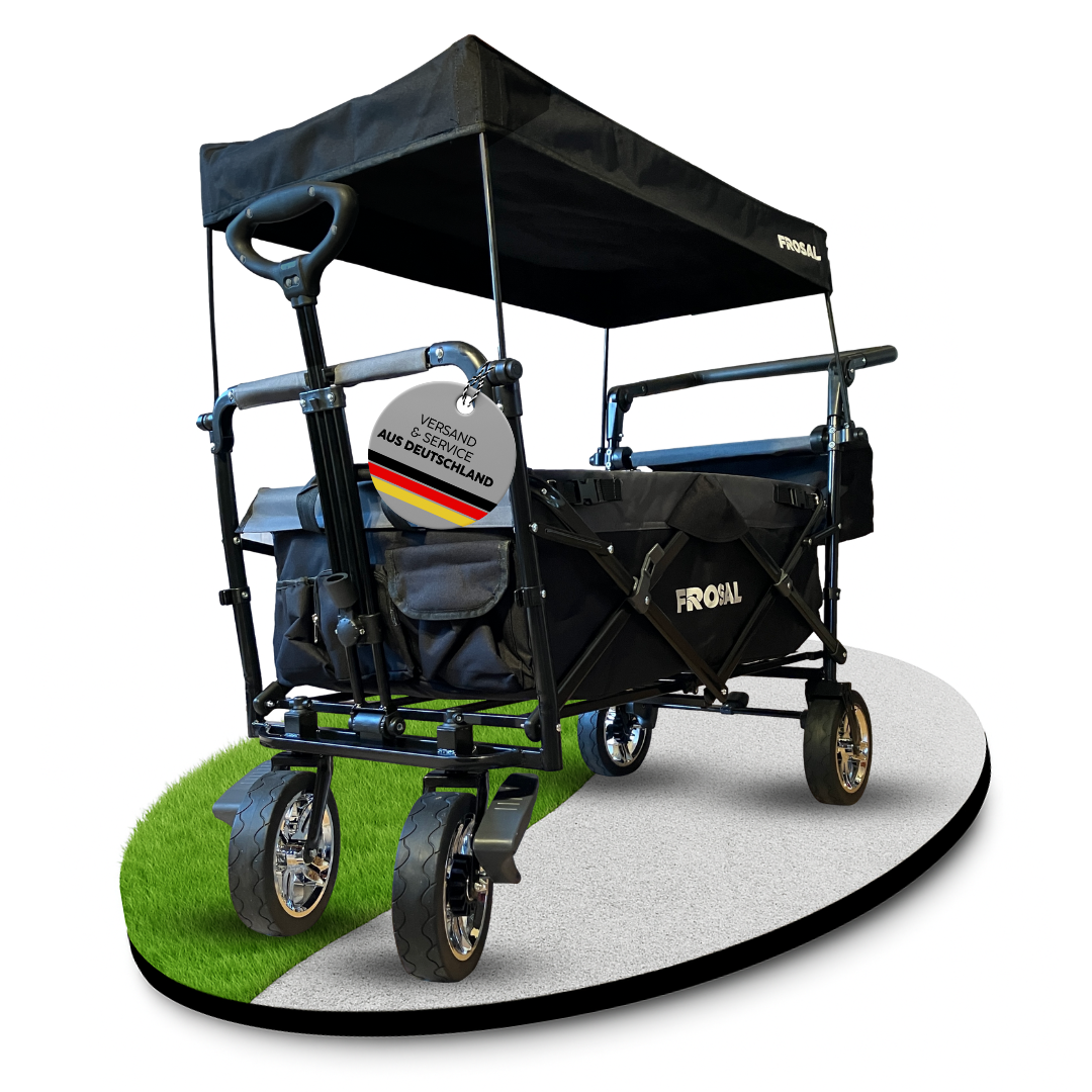 FROSAL Faltbarer Bollerwagen Loki klappbar mit Sonnendach und Schiebegriff