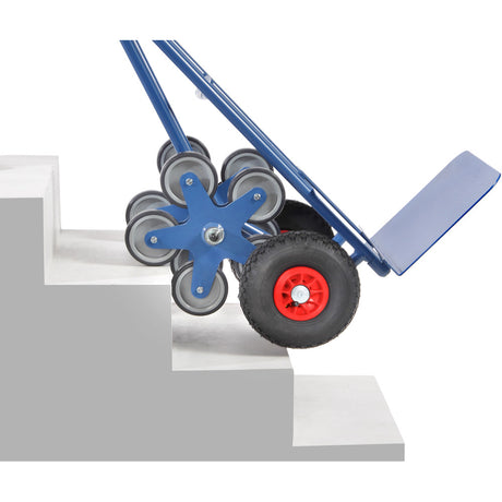Fetra TK 1328 Treppenkarren Stahl 200 kg, mit zwei fünfarmigen Rad-Sternen, Luft, breite Schaufel