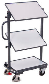 VARIOfit ESD Beistellwagen, neigbar, mit drei ESD Böden, EasySTOP, sw-400.844