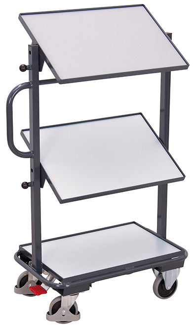 VARIOfit ESD Beistellwagen, neigbar, mit drei ESD Böden, EasySTOP, sw-400.844