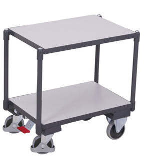 VARIOfit ESD Euro-System-Roller mit zwei Ladeflächen, Baukasten-System, EasySTOP, sw-410.546