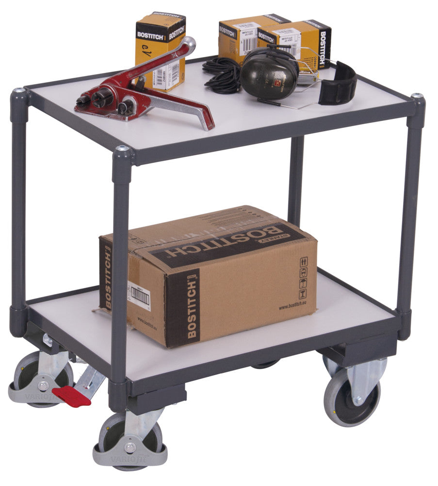 VARIOfit ESD Euro-System-Roller mit zwei Ladeflächen, Baukasten-System, EasySTOP, sw-410.556