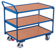 VARIOfit Leichter Tischwagen mit drei Ladeflächen und Schiebegriff sw-500.600/sw-600.600