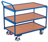 VARIOfit Leichter Tischwagen mit drei Ladeflächen und Schiebegriff sw-500.600/sw-600.600