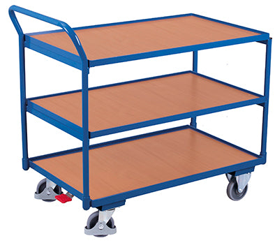 VARIOfit Leichter Tischwagen mit drei Ladeflächen und Schiebegriff sw-500.600/sw-600.600