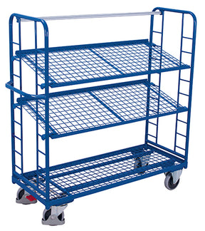 VARIOfit Etagenwagen drei neigbare Drahtgitterböden, pulverbeschichtet, sw-540.225/sw-640.225