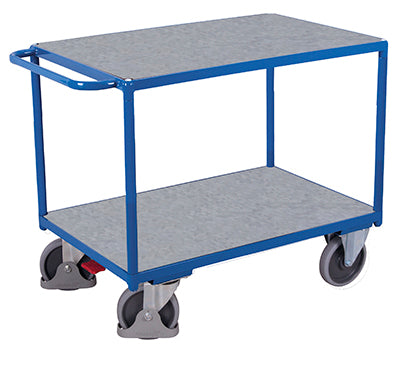 VARIOfit Schwerer Tischwagen mit zwei Ladeflächen aus Holz.und Zinkblech sw-700.505/sw-800.505