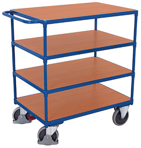 VARIOfit Schwerer Tischwagen mit vier Ladeflächen aus Holz. sw-700.700/sw-800.700