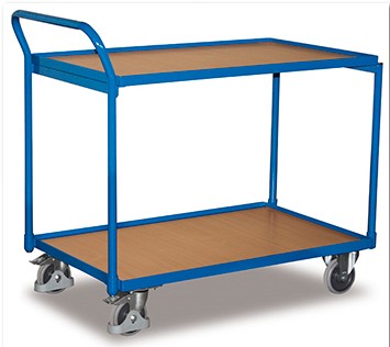 VARIOfit Leichter Tischwagen mit zwei Ladeflächen und Schiebegriff sw-500.500/sw-600.500
