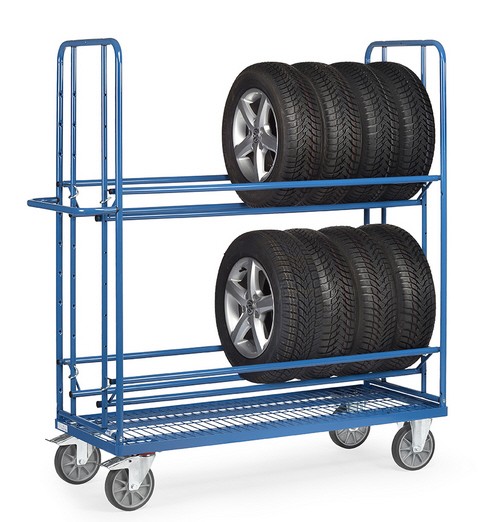 Fetra 4596 Reifenwagen, 400 kg, mit zwei Ladeflächen, Boden mit eingeschweißtem Drahtgitter