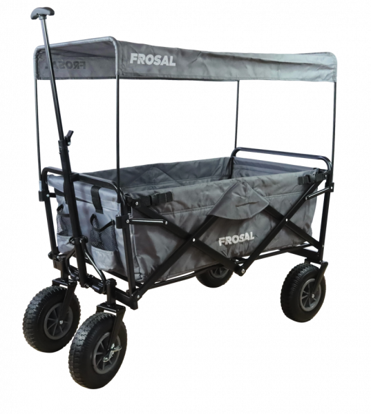 FROSAL Bollerwagen Nick grau faltbar mit Luftreifen Bremse &amp; Dach