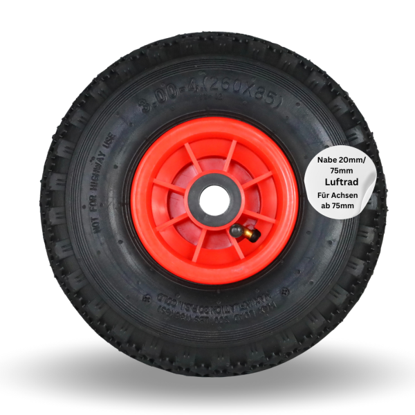 Frosal Ersatzrad Luftbereifung - Rad für Bollerwagen oder Sackkarre Nabe 20mm/75mm