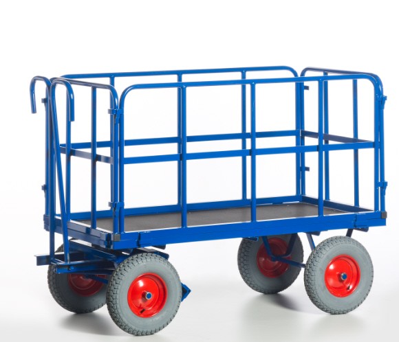 ROLLCART Handpritschenwagen mit Rohrgitterwänden, 700 kg, 1545101 1545102 1545121 1545122